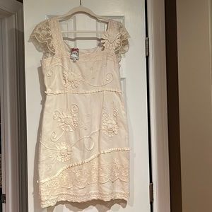 Yoana Baraschi Cream Embellished Dress NWT